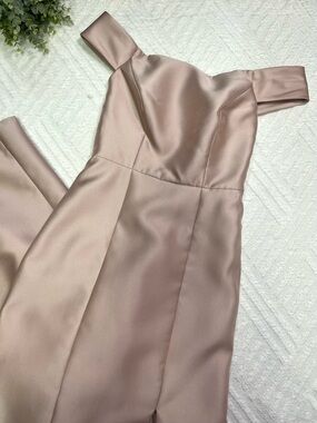 ALFRED SUNG Off-Shoulder Prom Dress in Tan - Size 0